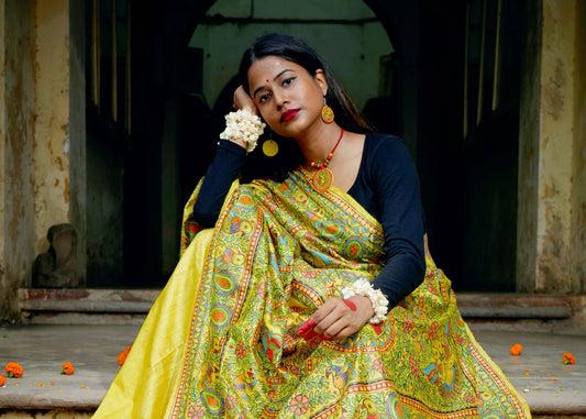 PITAMBARI handpainted tussar silk saree