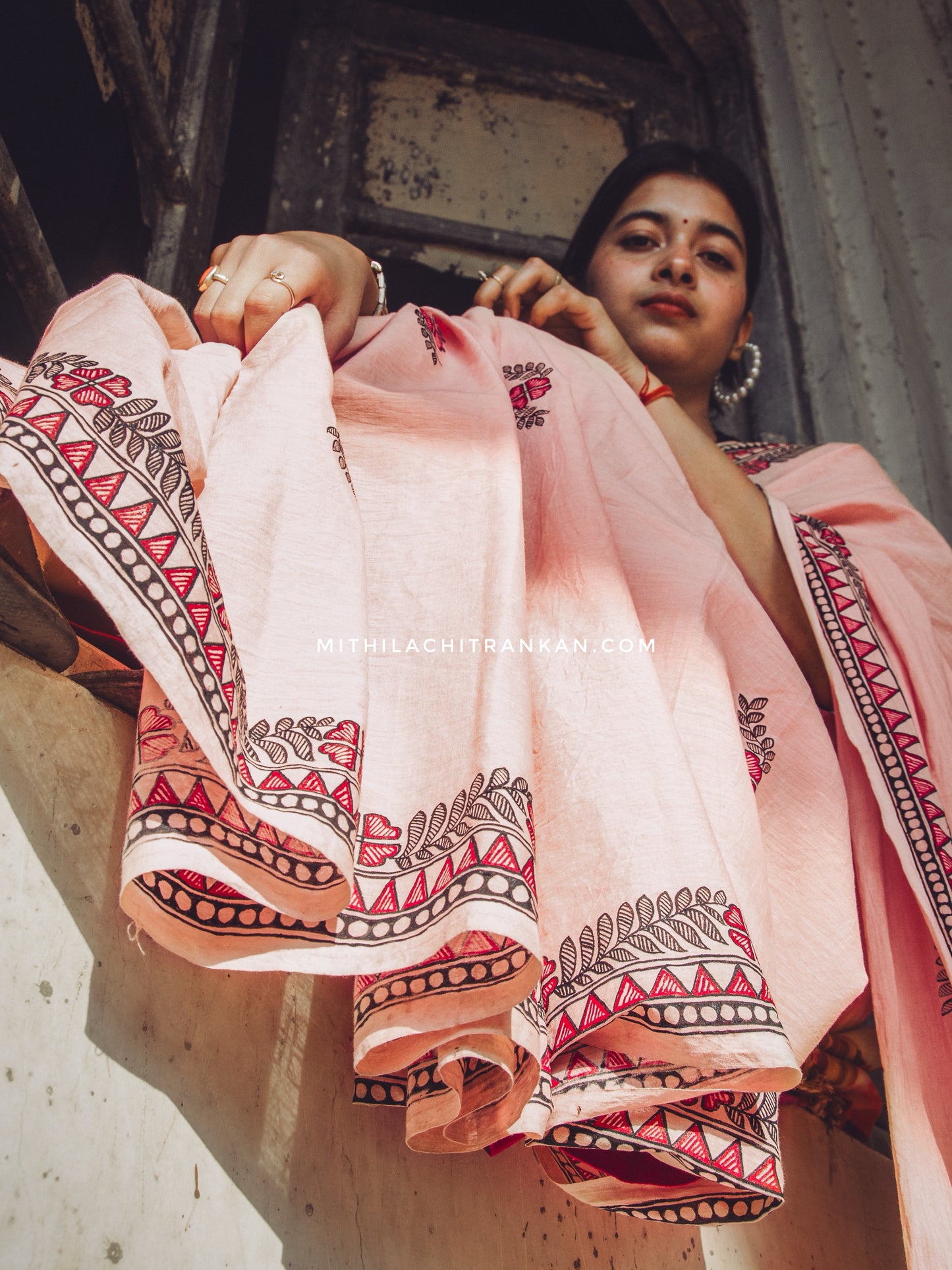 Blush Pink Madhubani Saree