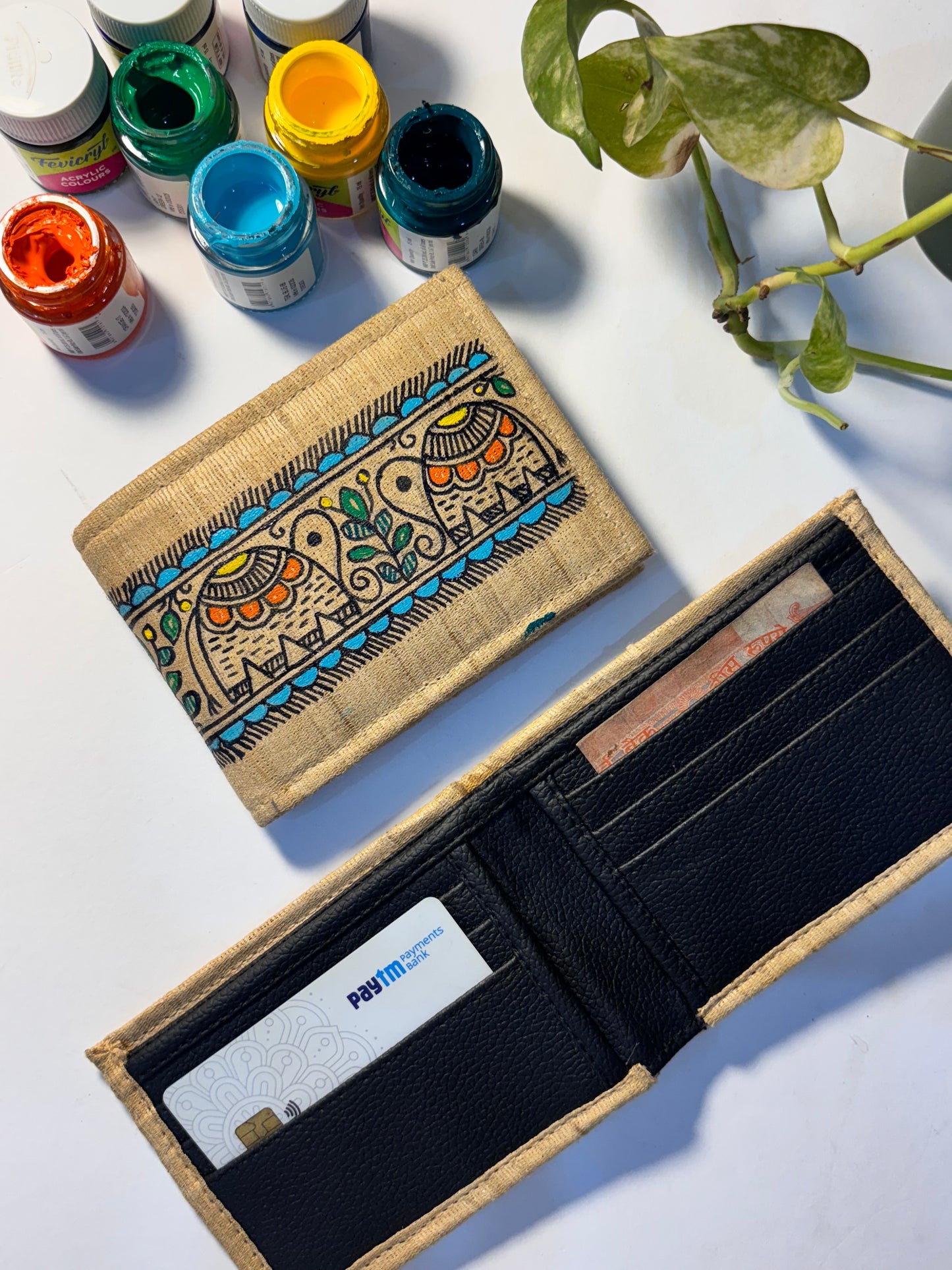 Gajanan handpainted silk wallet