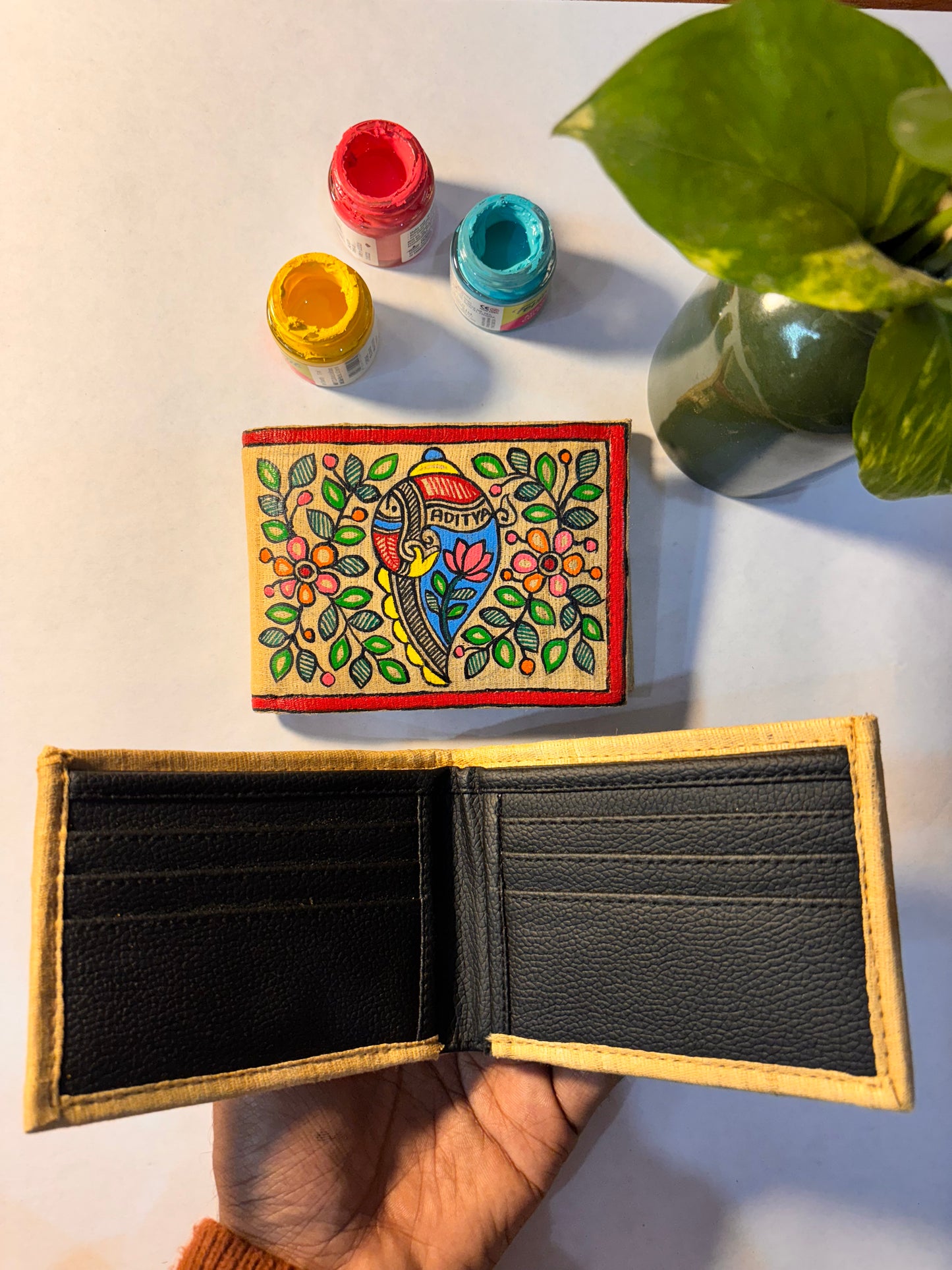 Narayan mithila handpainted silk wallet