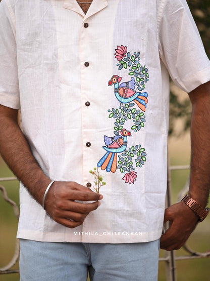 MADHUBAN madhubani handpainted cotton shirt