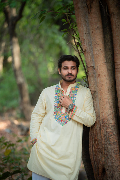 Mayuri handpainted men’s cotton kurta