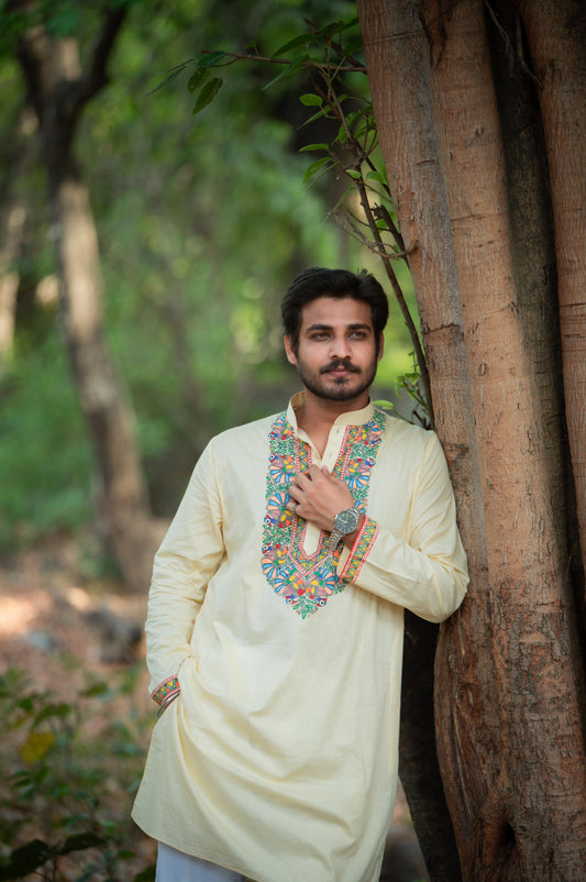 Mayuri handpainted men’s cotton kurta
