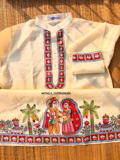 VARMALA madhubani handpainted tussar silk kurta