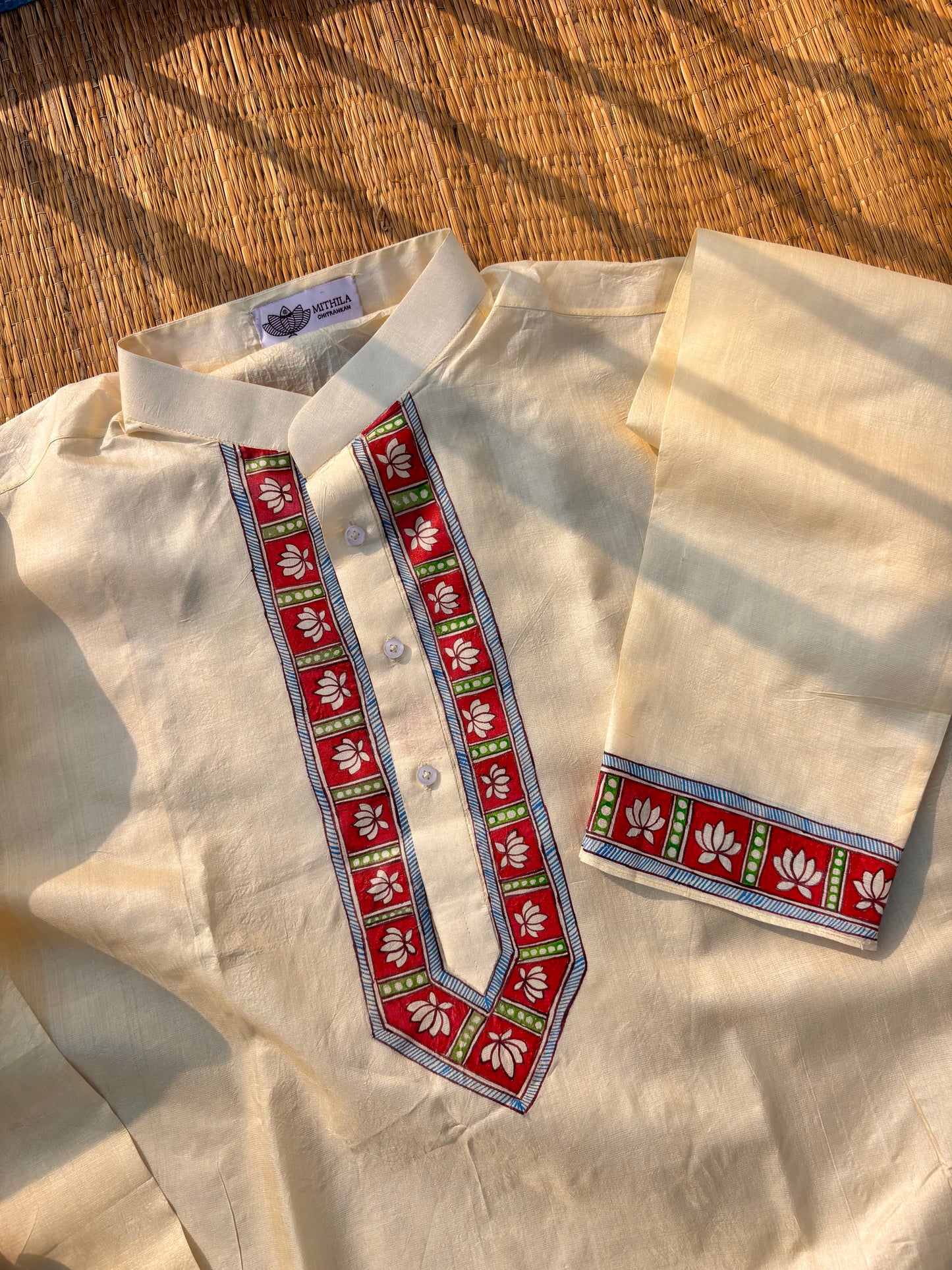 VARMALA madhubani handpainted tussar silk kurta