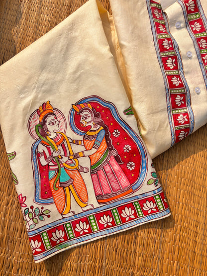 VARMALA madhubani handpainted tussar silk kurta