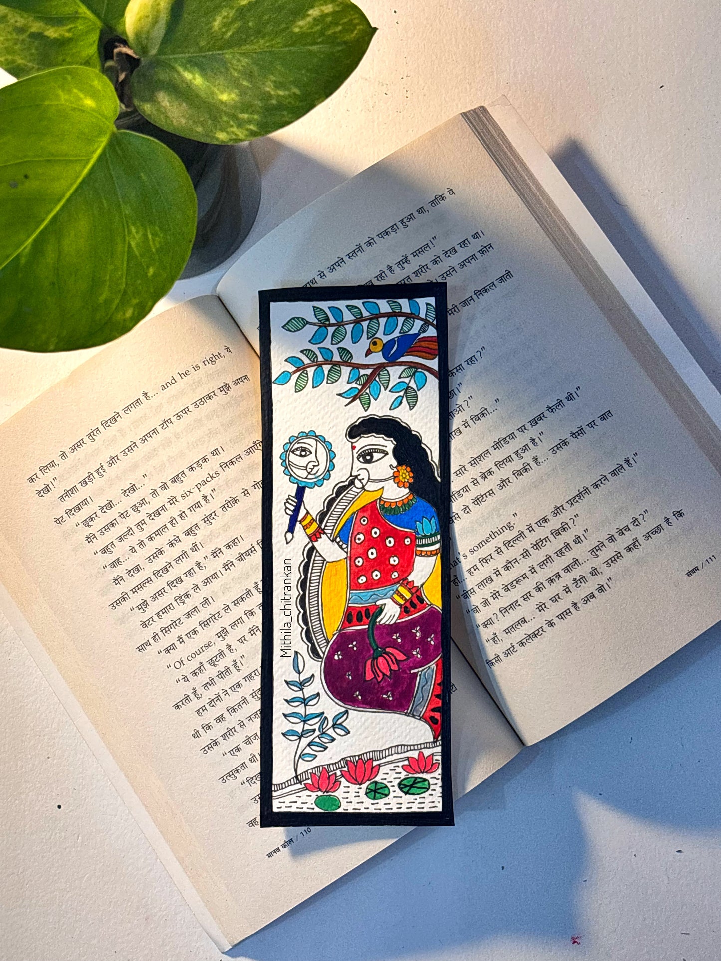 Apsara Madhubani handpainted Bookmark