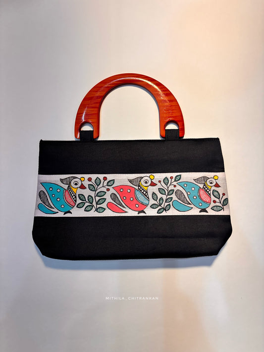 Colourful bird hand bag