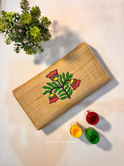 Sindoordan hand painted silk clutch