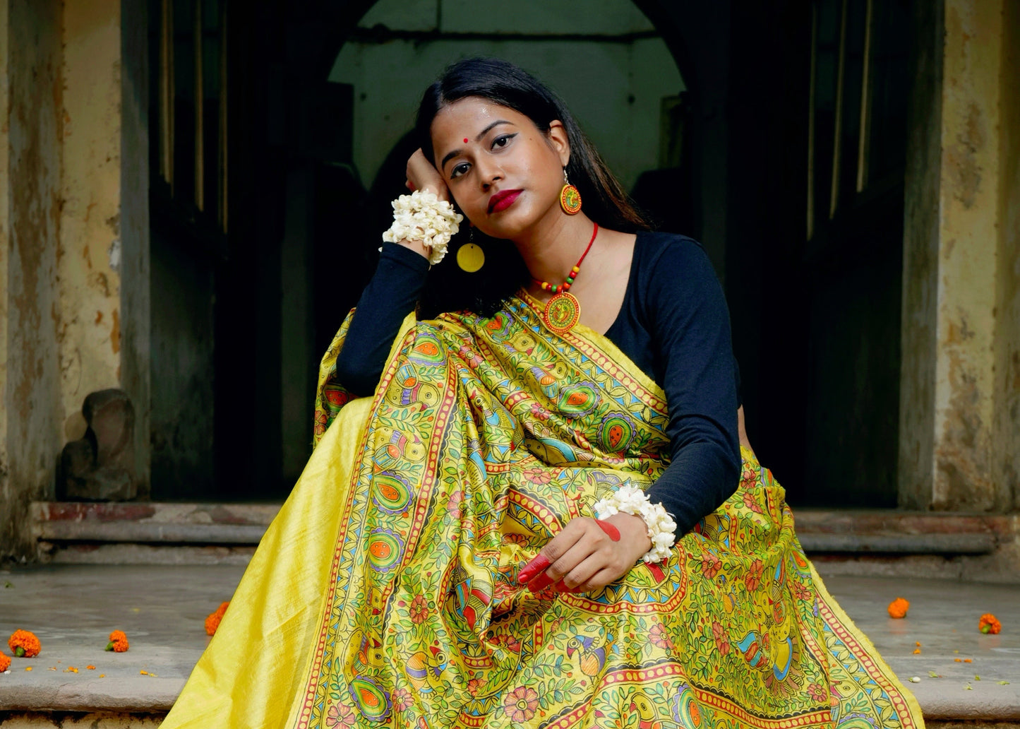 PITAMBARI handpainted tussar silk saree