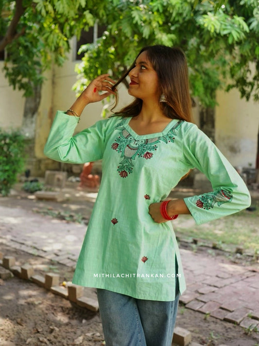 MINAKSHI Madhubani handpainted short kurti