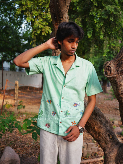 TARANG Madhubani handpainted cotton shirt