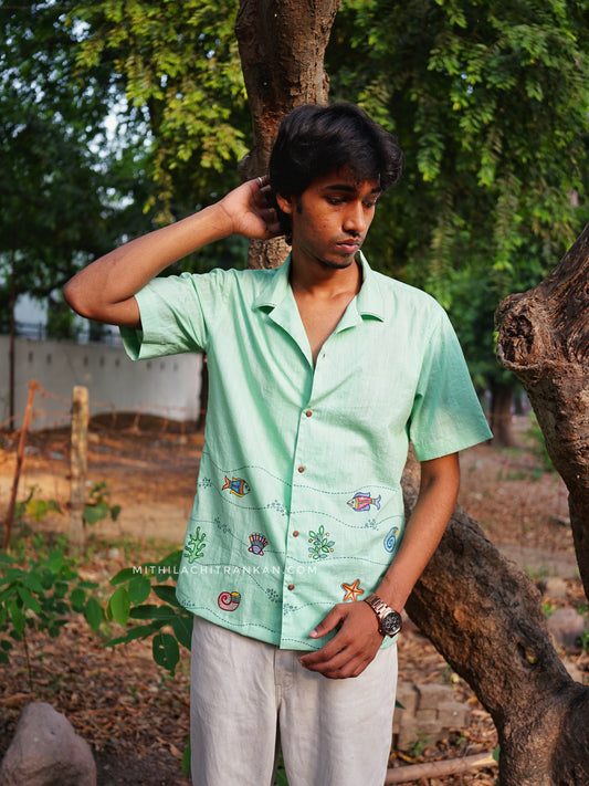 TARANG Madhubani handpainted cotton shirt