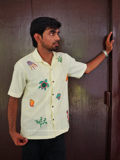 JAL VARNAM madhubani handpainted cotton shirt