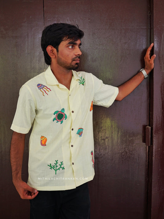 JAL VARNAM madhubani handpainted cotton shirt