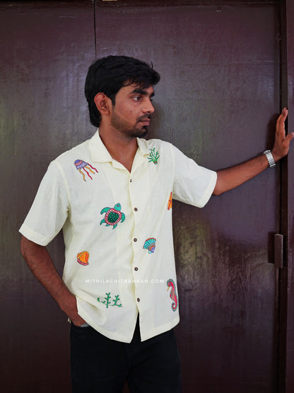 JAL VARNAM madhubani handpainted cotton shirt