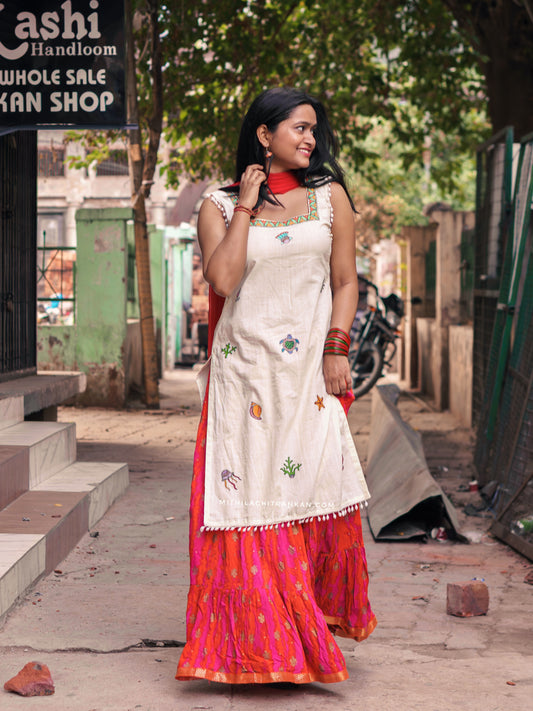 MADHURIMA Madhubani handpainted Cotton Kurti