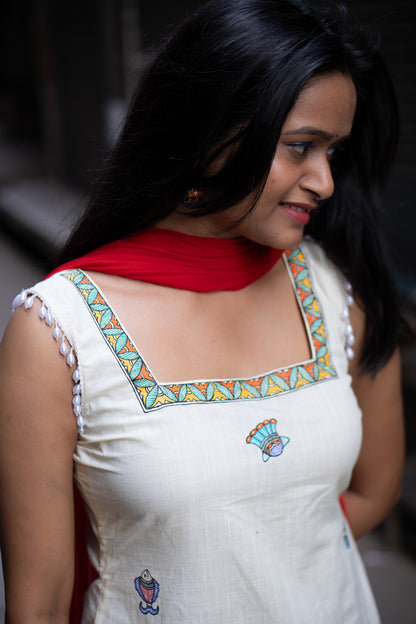 MADHURIMA Madhubani handpainted Cotton Kurti
