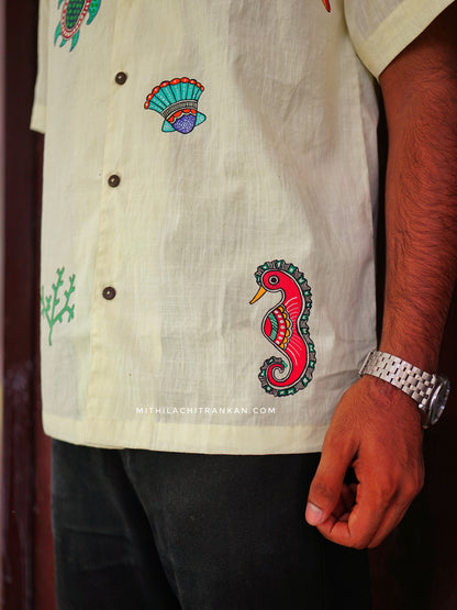 JAL VARNAM madhubani handpainted cotton shirt