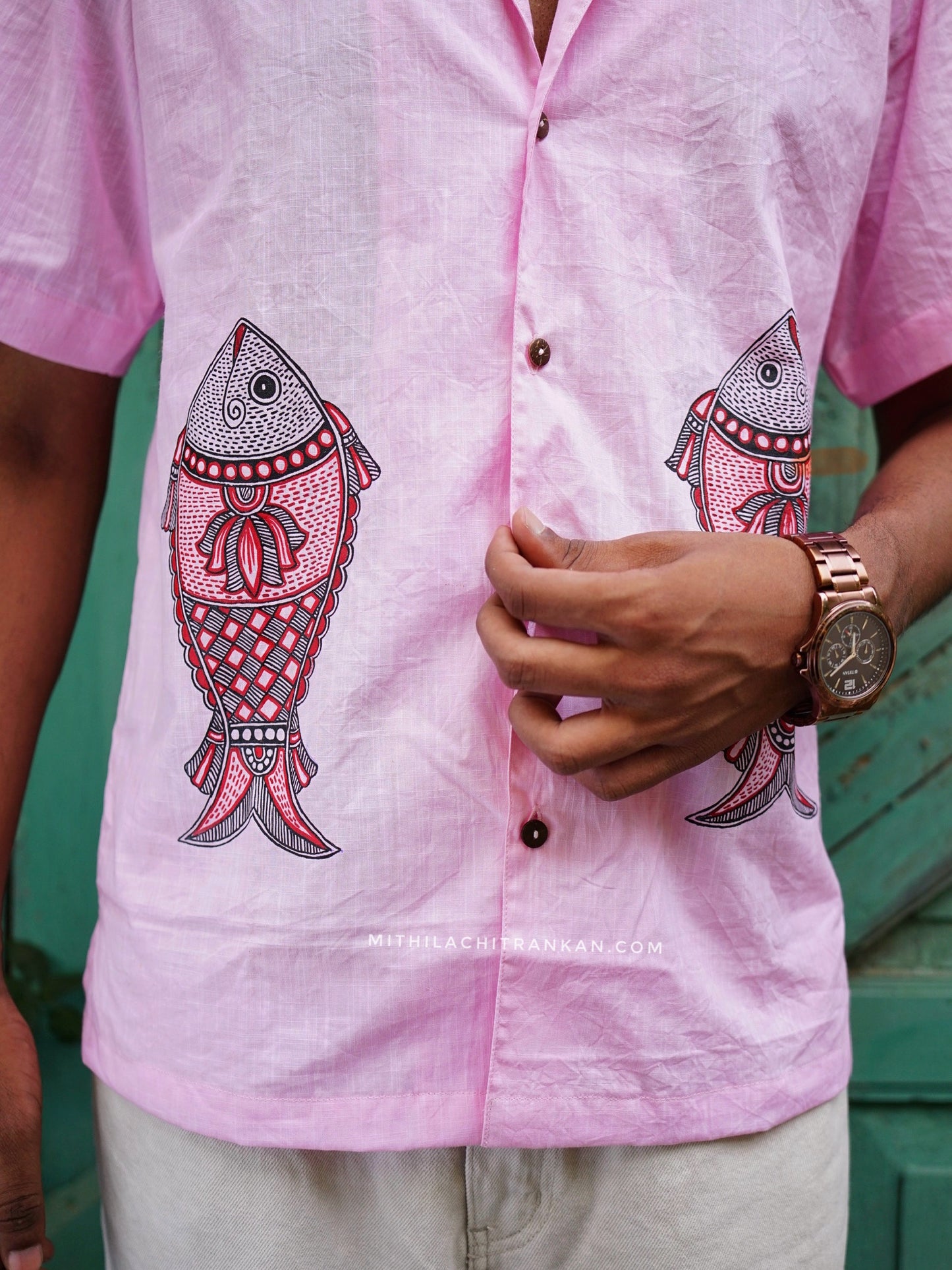 MATSYA madhubani handpainted cotton shirt