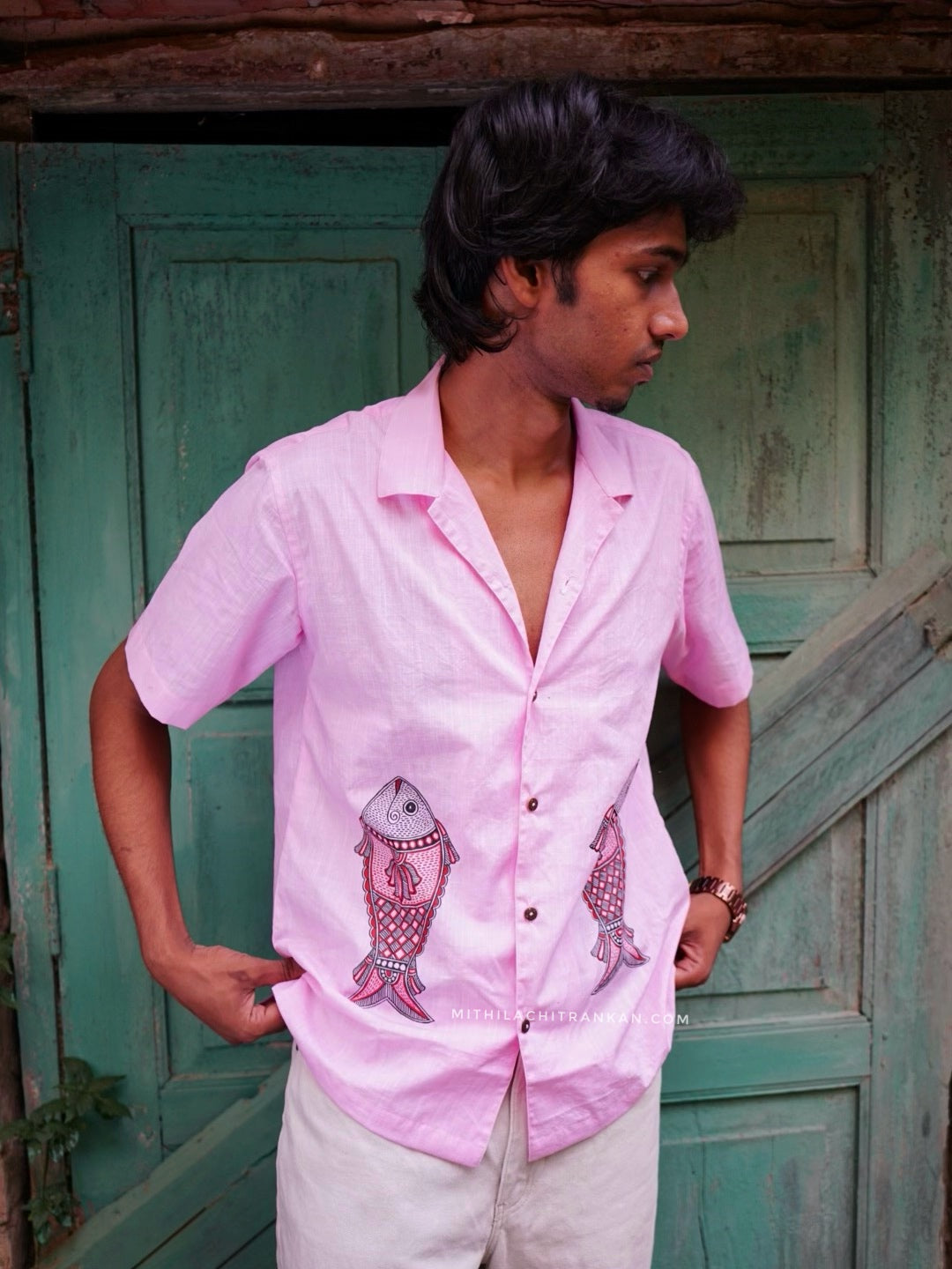MATSYA madhubani handpainted cotton shirt