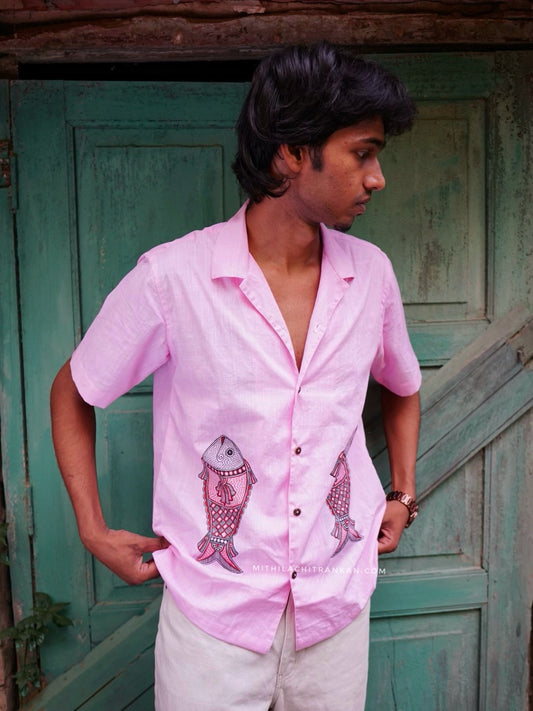 MATSYA madhubani handpainted cotton shirt
