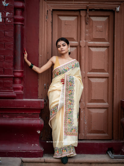 MAYURI handpainted chanderi silk saree