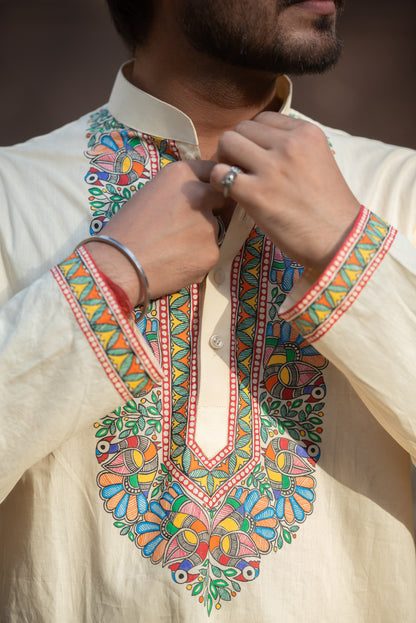 Mayuri handpainted men’s cotton kurta