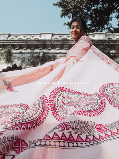 Blush Pink Madhubani Saree