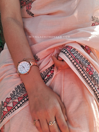 Blush Pink Madhubani Saree