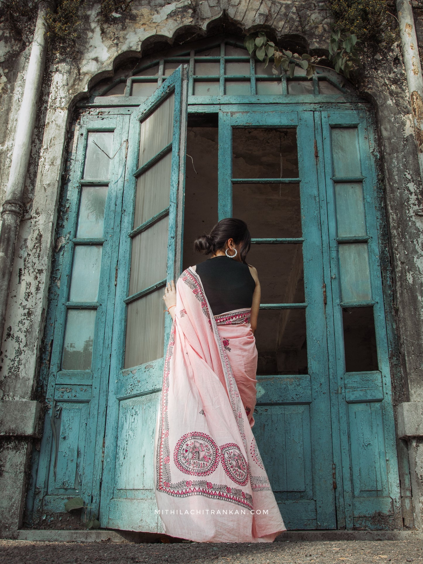 Blush Pink Madhubani Saree