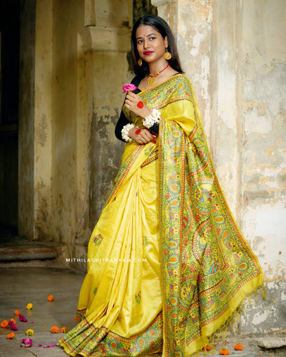 PITAMBARI handpainted tussar silk saree