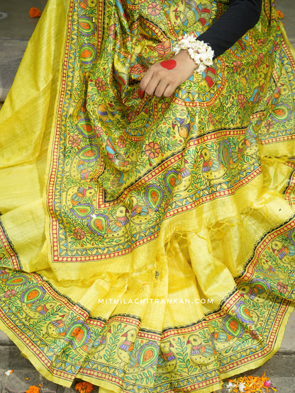 PITAMBARI handpainted tussar silk saree