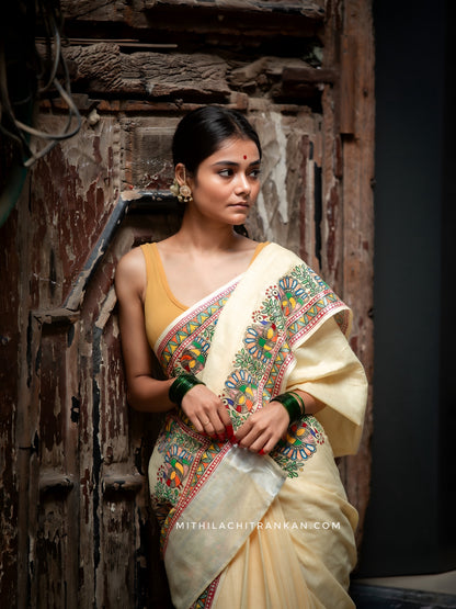 MAYURI handpainted chanderi silk saree