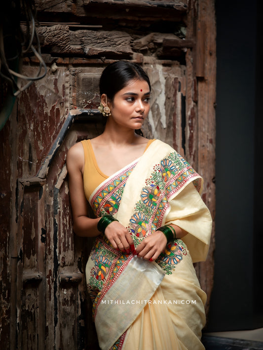 MAYURI handpainted chanderi silk saree