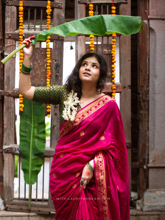SHRAVANI handpainted chanderi silk saree