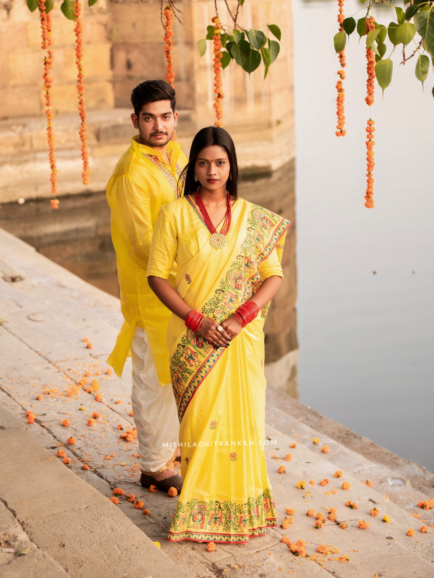 DOLI KAHAR handpainted katan silk saree