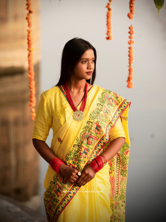 DOLI KAHAR handpainted katan silk saree