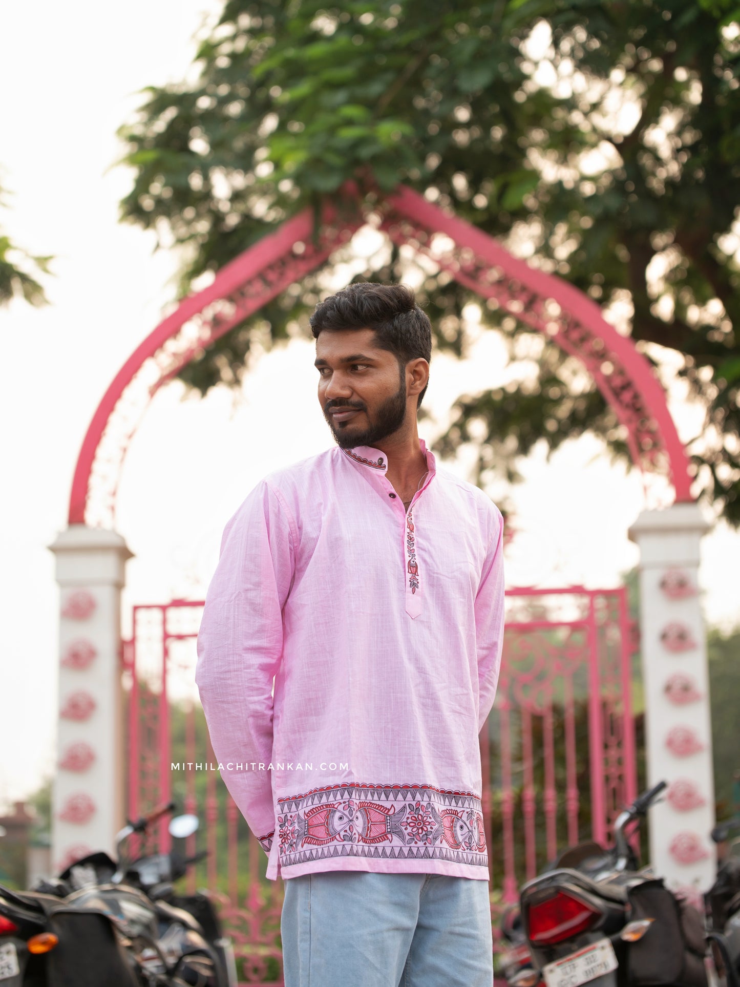 MATSYA madhubani handpainted men’s short kurta
