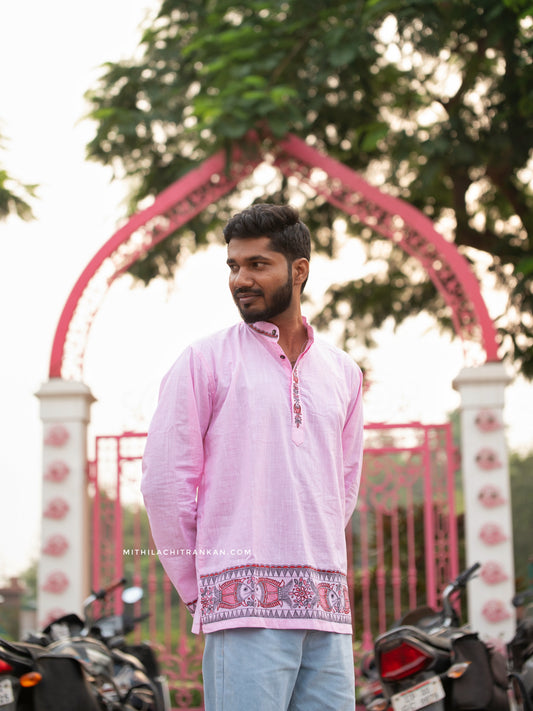 MATSYA madhubani handpainted men’s short kurta
