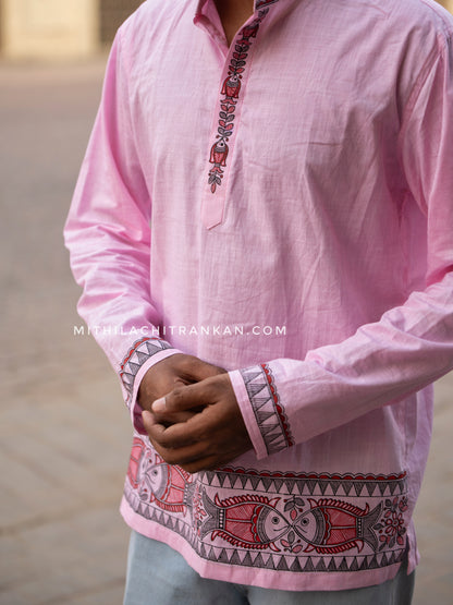 MATSYA madhubani handpainted men’s short kurta