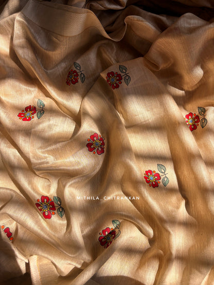 MATSYANJALI handpainted tussar silk suit set