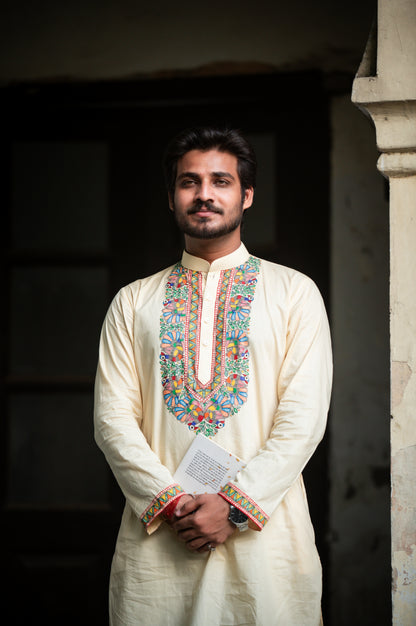 Mayuri handpainted men’s cotton kurta