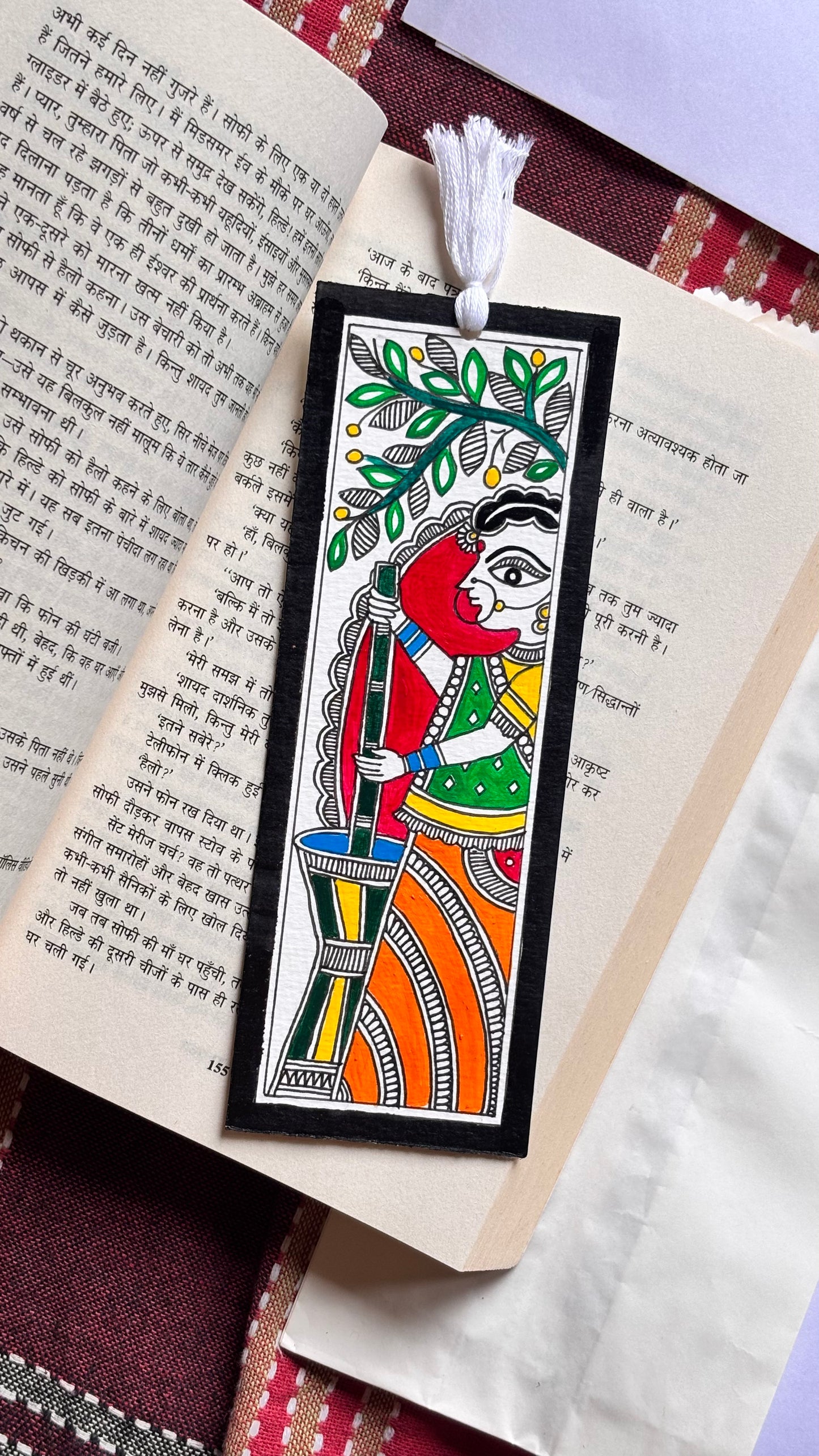 Village Woman handpainted Bookmark