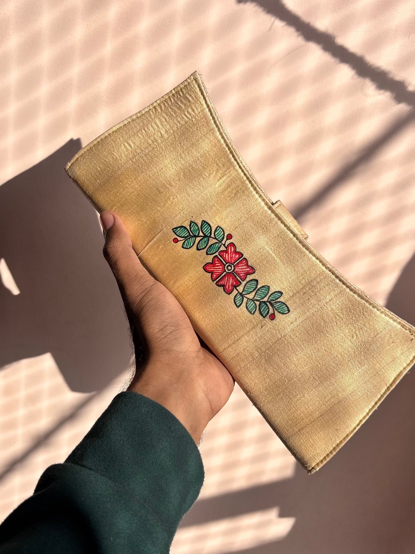 Malin handpainted silk clutch