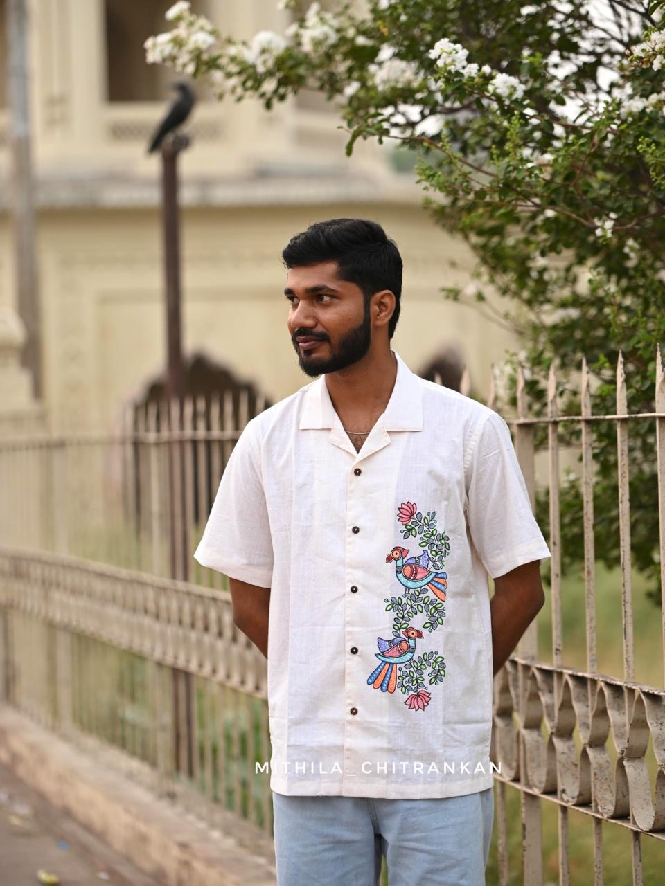 MADHUBAN madhubani handpainted cotton shirt